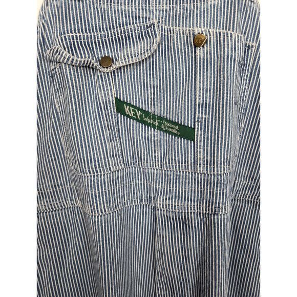 Key Imperial Men 48x30 Carpenter Bib Overall Blue Hickory Stripe Railroad Work - Picture 6 of 10